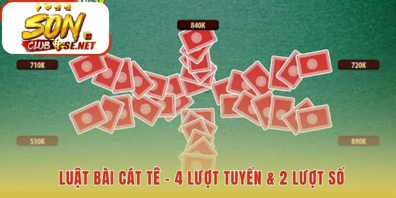 Luật bài Cát Tê gồm 4 lượt sàng lọc và 2 lượt quyết định